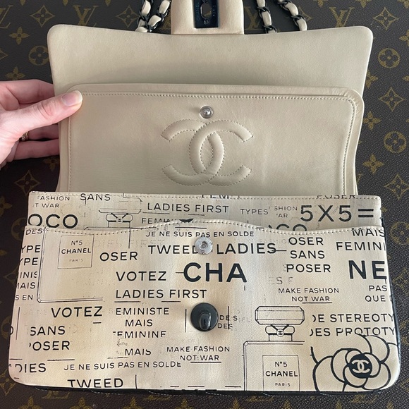 Vintage Chanel 2016 Newspaper Double Flap Handbag - Picture 2 of 8